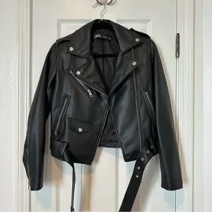 Zara | Jackets & Coats | Zara Faux Leather Biker Jacket Size